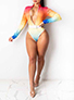 WMNS Belt and Buckle Middle Half Zipper Front Long Sleeve Swimsuit